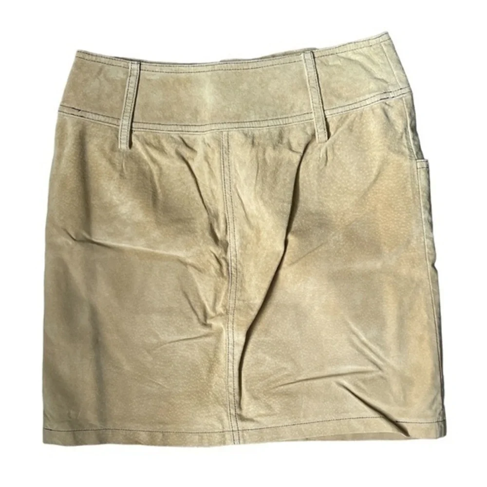 Clothes by Revue Tan Leather Mini Skirt Pockets 2 Festival Western Vintage‎